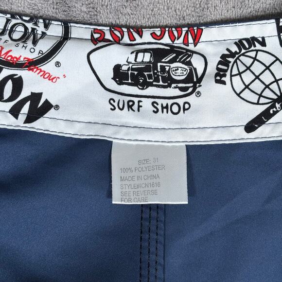 Ron Jon Surf Shop Blue Board Shorts Mens 31 Cargo Pockets Swim Trunks Surf - Picture 3 of 5